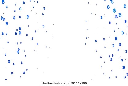 Light BLUE vector layout with banking symbols. Colored symbols of cryptocurrency on white background. The pattern can be used for financial, investment websites.