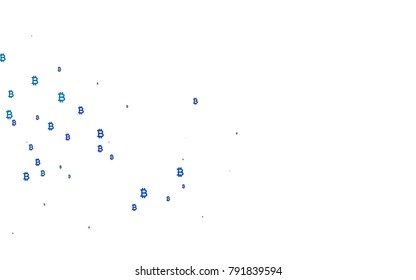 Light BLUE vector layout with banking symbols. Colored symbols of cryptocurrency on white background. The pattern can be used as ads, poster, banner for payments.