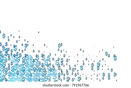 Light BLUE vector layout with banking symbols. Blurred design in simple style with symbols of dollars. Best design for your ad, poster, banner of USD money.