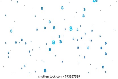 Light BLUE vector layout with banking symbols. Colored symbols of cryptocurrency on white background. Smart design for your business advert of economic, wealth.