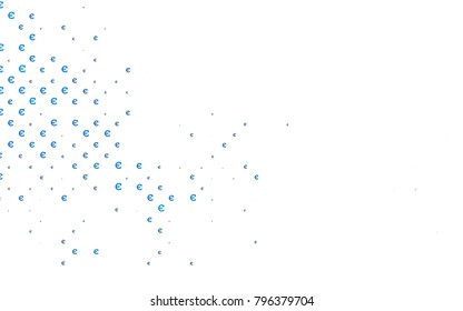Light BLUE vector layout with banking symbols. Blurred design in simple style with symbols of Euro. Best design for your ad, poster, banner of BTC money.