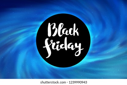 Light BLUE vector layout with a black hole, universe. Colorful illustration of a black hole on a starry backdrop. Backdrop for ads, leaflets of Black Friday.