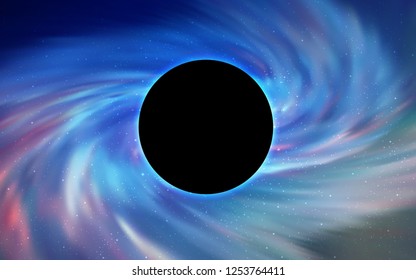 Light BLUE vector layout with a black hole, universe. Decorative design in space style with a black hole. Backdrop for ads, leaflets of Black Friday.