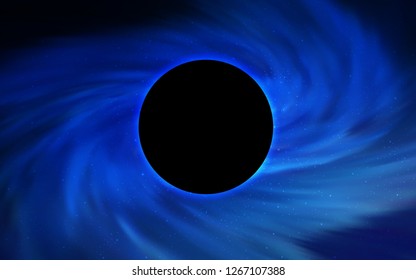Light BLUE vector layout with a black hole, universe. Colorful black hole with shining night sky stars. Black Friday design for ads, commercials.