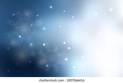 Light BLUE vector layout with bright snowflakes. Shining colored illustration with snow in christmas style. New year design for your business advert.