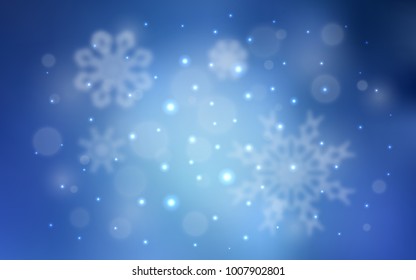 Light BLUE vector layout with bright snowflakes. Modern geometrical abstract illustration with crystals of ice. New year design for your ad, poster, banner.
