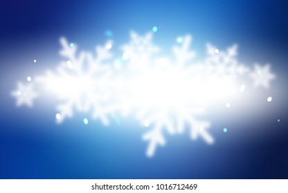 Light BLUE vector layout with bright snowflakes. Blurred decorative design in xmas style with snow. New year design for your ad, poster, banner.