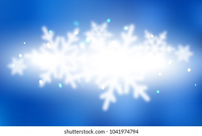 Light BLUE vector layout with bright snowflakes. Glitter abstract illustration with crystals of ice. The template can be used as a new year background.