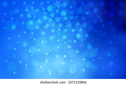 Light BLUE vector layout with bright snowflakes. Shining colored illustration with snow in christmas style. New year design for your business advert.