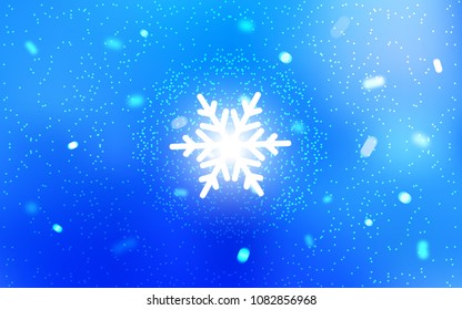 Light BLUE vector layout with bright snowflakes. Decorative shining illustration with snow on abstract template. New year design for your ad, poster, banner.