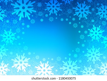 Light BLUE vector layout with bright snowflakes. Decorative shining illustration with snow on abstract template. The pattern can be used for new year leaflets.