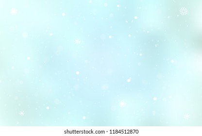 Light BLUE vector layout with bright snowflakes. Shining colored illustration with snow in christmas style. New year design for your ad, poster, banner.