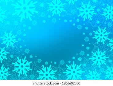 Light BLUE vector layout with bright snowflakes. Shining colored illustration with snow in christmas style. The pattern can be used for new year ad, booklets.