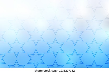 Light BLUE vector layout with bright stars. Shining colored illustration with stars. Pattern for websites, landing pages.