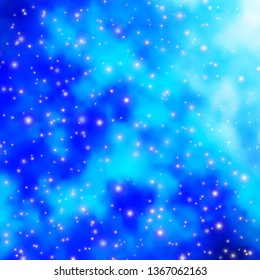 Light BLUE vector layout with bright stars. Blur decorative design in simple style with stars. Theme for cell phones.