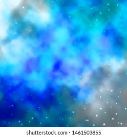 Light BLUE vector layout with bright stars. Shining colorful illustration with small and big stars. Theme for cell phones.