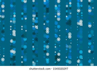 Light BLUE vector layout with bright snowflakes. Modern geometrical abstract illustration with crystals of ice. The pattern can be used for year new  websites.