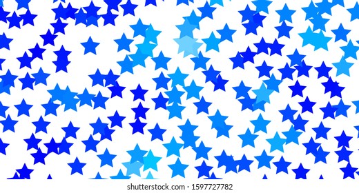 Light BLUE vector layout with bright stars. Shining colorful illustration with small and big stars. Theme for cell phones.