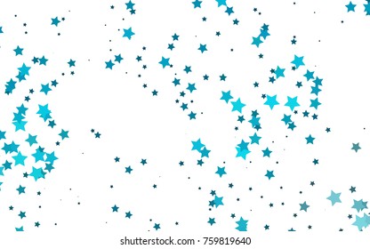 Light BLUE vector layout with bright stars. Stars on blurred abstract background with gradient. The template can be used as a background.