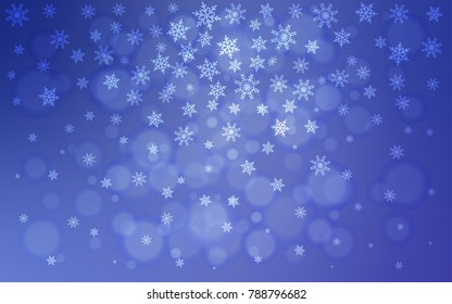 Light BLUE vector layout with bright snowflakes. Glitter abstract illustration with crystals of ice. New year design for your ad, poster, banner.