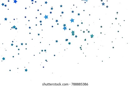 Light BLUE vector layout with bright stars. Blurred decorative design in simple style with stars. The template can be used as a background.