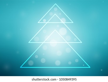 Light BLUE vector layout with a christmas tree. Christmas tree on blurred abstract background with gradient. The template can be used as a new year background.