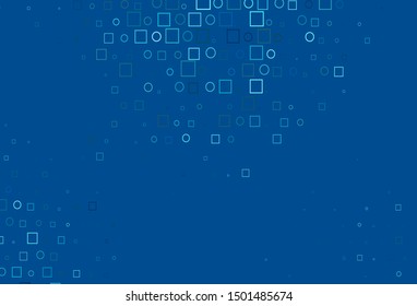 Light BLUE vector layout with circle spots, cubes. Abstract backdrop with colorful circles, rectangles. Completely new template for your brand book.
