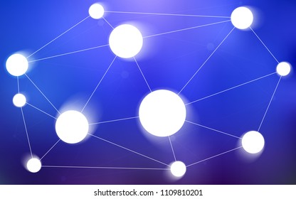 Light BLUE vector layout with circles, lines. Glitter abstract illustration with connection of triangle structure. Pattern can be used as texture of wallpapers.