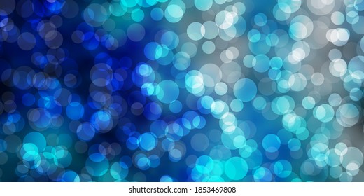 Light BLUE vector layout with circles. Abstract decorative design in gradient style with bubbles. Pattern for booklets, leaflets.
