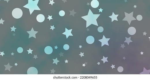 Light BLUE vector layout with circles, stars. Abstract illustration with colorful shapes of circles, stars. Design for textile, fabric, wallpapers.