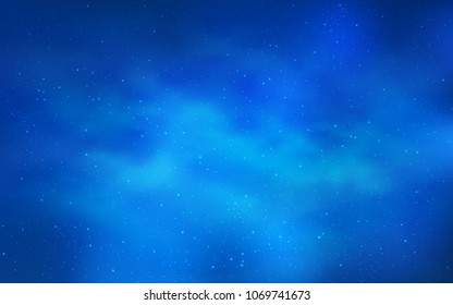 Light BLUE vector layout with cosmic stars. Blurred decorative design in simple style with galaxy stars. Pattern for futuristic ad, booklets.