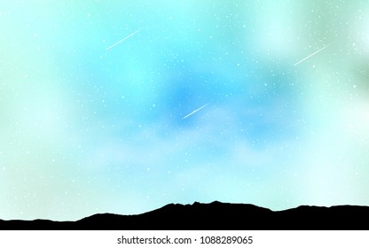 Light BLUE vector layout with cosmic stars. Blurred decorative design in simple style with galaxy stars. Template for cosmic backgrounds.