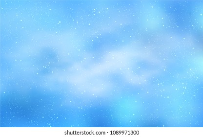 Light BLUE vector layout with cosmic stars. Blurred decorative design in simple style with galaxy stars. Smart design for your business advert.