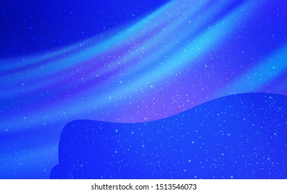 Light BLUE vector layout with cosmic stars. Blurred decorative design in simple style with galaxy stars. Template for cosmic backgrounds.