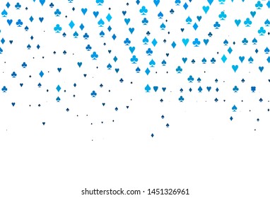 Light BLUE vector layout with elements of cards. Glitter abstract sketch with isolated symbols of playing cards. Pattern for leaflets of poker games, events.