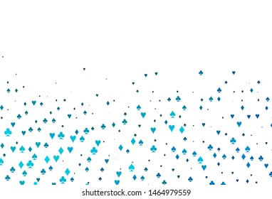 Light BLUE vector layout with elements of cards. Colorful gradient with signs of hearts, spades, clubs, diamonds. Pattern for ads of parties, events in Vegas.
