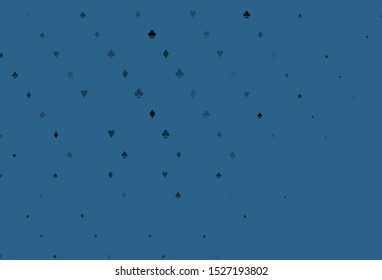 Light BLUE vector layout with elements of cards. Colorful gradient with signs of hearts, spades, clubs, diamonds. Smart design for your business advert of casinos.