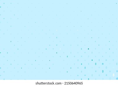 Light blue vector layout with elements of cards. Colorful gradient with signs of hearts, spades, clubs, diamonds. Pattern for booklets, leaflets of gambling houses.