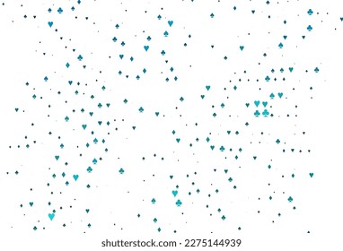 Light BLUE vector layout with elements of cards. Colorful gradient with signs of hearts, spades, clubs, diamonds. Design for ad, poster, banner of gambling websites.
