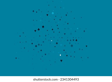 Light BLUE vector layout with elements of cards. Glitter abstract sketch with isolated symbols of playing cards. Pattern for leaflets of poker games, events.