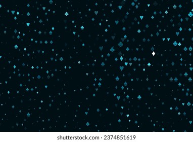 Light BLUE vector layout with elements of cards. Glitter abstract sketch with isolated symbols of playing cards. Template for business cards of casinos.