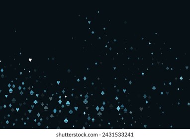 Light BLUE vector layout with elements of cards. Colored illustration with hearts, spades, clubs, diamonds. Pattern for leaflets of poker games, events.