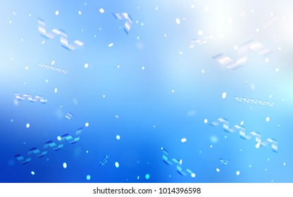 Light BLUE vector layout with festival confetti. Modern geometrical abstract illustration with carnival ribbons. The pattern can be used for birthday gifts, congratulations.