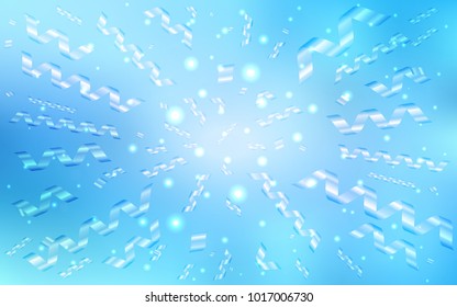 Light BLUE vector layout with festival confetti. Beautiful colored illustration with ribbon in celebration style. The pattern can be used for new year ad, booklets.