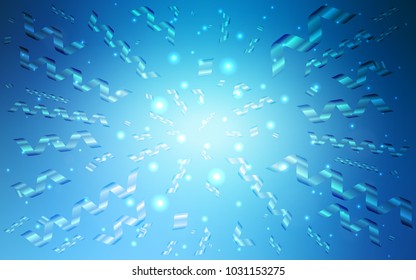 Light BLUE vector layout with festival confetti. Decorative shining illustration with ribbons on abstract template. The pattern can be used for birthday gifts, congratulations.