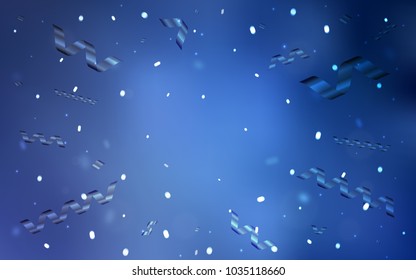 Light BLUE vector layout with festival confetti. Modern geometrical abstract illustration with carnival ribbons. New design for ad, poster, banner of your Party.