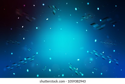 Light BLUE vector layout with festival confetti. Decorative shining illustration with ribbons on abstract template. The pattern can be used for new year ad, booklets.