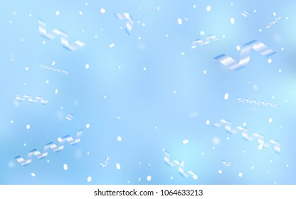 Light BLUE vector layout with festival confetti. Beautiful colored illustration with ribbon in celebration style. New design for ad, poster, banner of your Party.