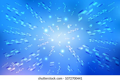 Light BLUE vector layout with festival confetti. Modern geometrical abstract illustration with carnival ribbons. The pattern can be used for carnival, festival leaflets.