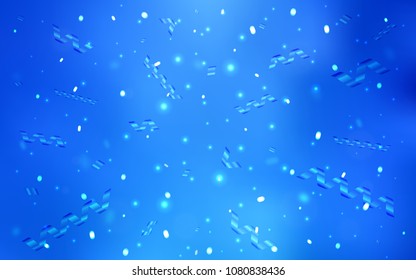 Light BLUE vector layout with festival confetti. Beautiful colored illustration with ribbon in celebration style. The pattern can be used for new year ad, booklets.